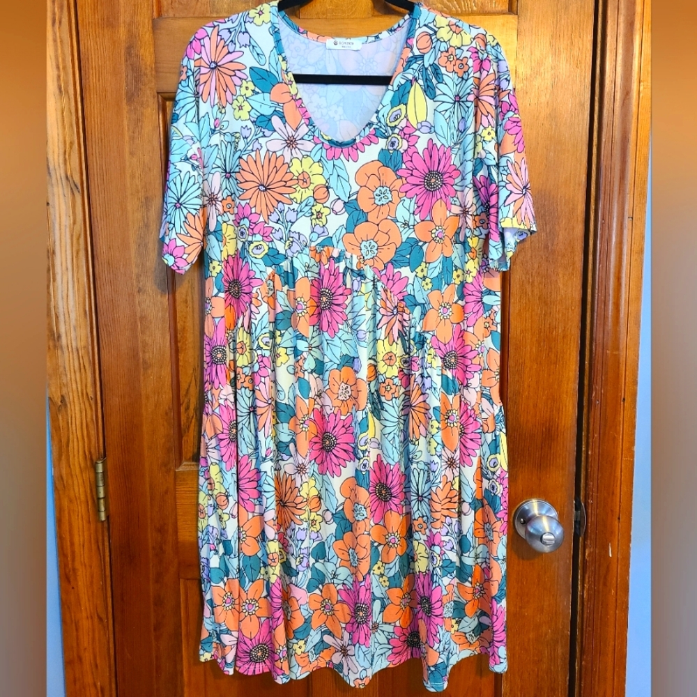 Retro floral print dress